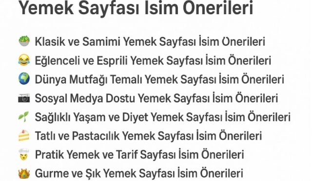 yemek sayfası isimleri