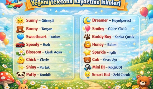 yeğeni telefona kaydetme isimleri